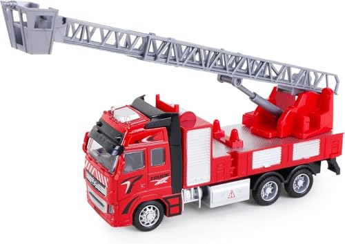 Toyland® 19 cm Die Cast Red Pull Back and Go Spielzeug-Feuerwehrauto – Einsatzfahrzeuge (ausziehbare Leiter) von Toyland