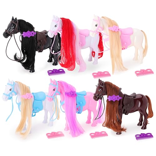 Toyland® 20 cm Ponyfigur mit bürstebarer Mähne und Schweif – inklusive Kamm und Haarspange – 1 Design nach Zufallsprinzip ausgewählt von Toyland
