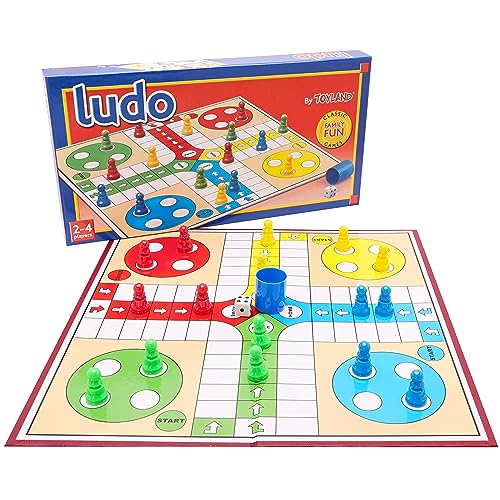 Toyland® 20-teiliges Ludo-Spiel mit faltbarem Brett und Aufbewahrungsbox – Traditionelle Familienbrettspiele – ab 3 Jahren von Toyland