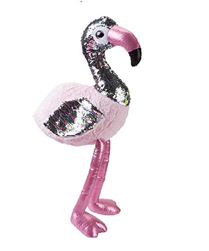 Toyland® 24cm Flamingo-Stofftier mit rosafarbenen und weißen Glitzern und Pailletten enthüllen Reversible Pailletten von Toyland