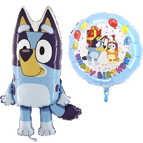 Toyland® 2er-Pack Blaue Luftballons – Runder Happy Birthday-Ballon 45,7 cm (18 ") und Großer Blauer Ballon 81,3 cm (32") – Partydekorationen für Kinder von Toyland