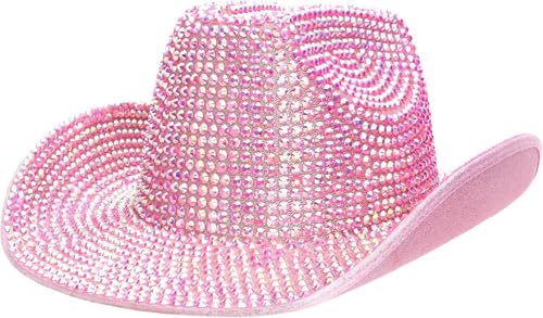 Toyland® 36cm (14 Zoll) Rosa Luxus-Cowboyhut mit Strasssteinen und Schillernden Strasssteinen – Festivals, Konzerte, Kostüme und Junggesellinnenabschiedszubehör – 3 Farben Erhältlich von Toyland
