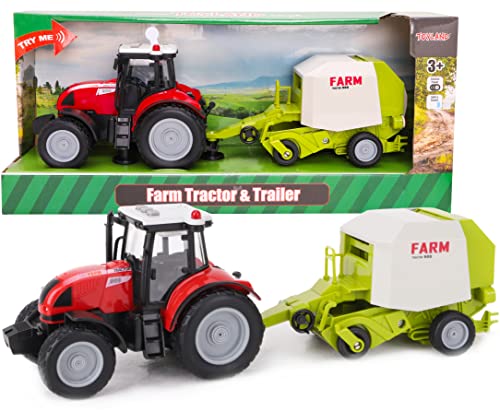 Toyland® 37cm Red Tractor & Baler - Mit Lichtern & Sound - Farmspielzeug… von Toyland