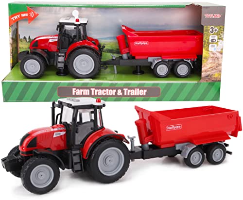 Toyland® 37cm Roter Traktor & Anhänger mit Licht & Ton - Farmspielzeug… von Toyland