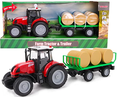 Toyland® 38cm Red Tractor & Bale Trailer mit Lichtern & Sound - Farmspielzeug… von Toyland