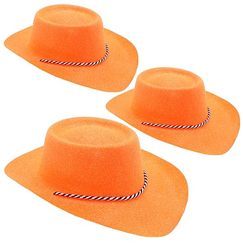 Toyland® 3er-Pack –34 cm (13 Zoll) orange glitzernden Cowboyhüten – Festivals, Konzerte, Kostüme und Junggesellinnenabschiedszubehör – 10 Farben erhältlich von Toyland