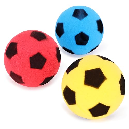Toyland® 3er-Pack – 7,5 cm (3 Zoll) Bunte Mini-Fußbälle aus weichem Schaumstoff – Sommer-Strandspiele – Sportspielzeug für drinnen und draußen von Toyland