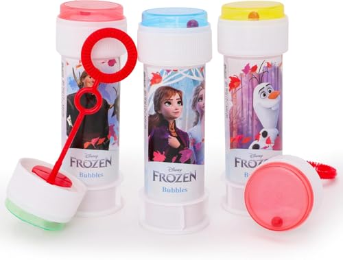 Toyland® 3er-Pack Seifenblasenbehälter mit Zauberstäben, 60 ml Lösung und originellem Labyrinthdeckel – Taschengeld und Partytütenspielzeug (Frozen) von Toyland