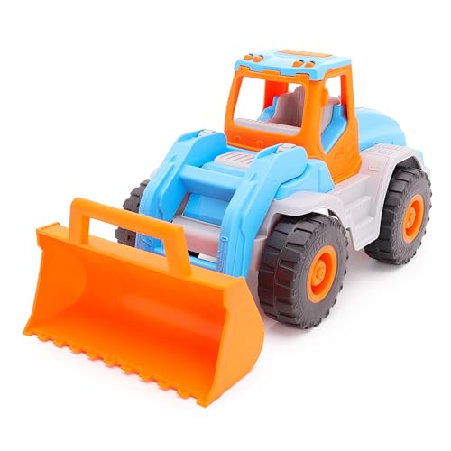 Toyland® 40cm (16 Zoll) Blau-Orangefarbener Bulldozer mit Beweglichen Rädern und Anhebbarem Frontlader – Spielzeug-Baufahrzeuge - Alter 18 Monate + von Toyland