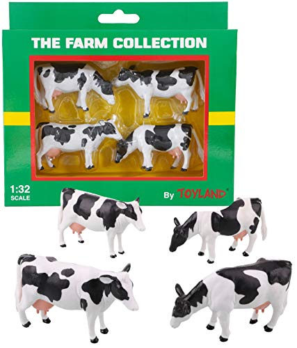 Toyland® 4er-Pack - Friesische Rinder im Maßstab 1:32 - The Farm Collection - Sammlerstücke für Bauernhoftiere von Toyland