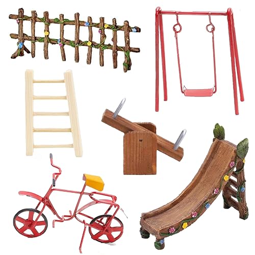 Toyland® 7-teiliges Feengarten-Spielzubehör-Set und 1 Packung Aufkleber – Miniatur-Feen-Zubehör von Toyland