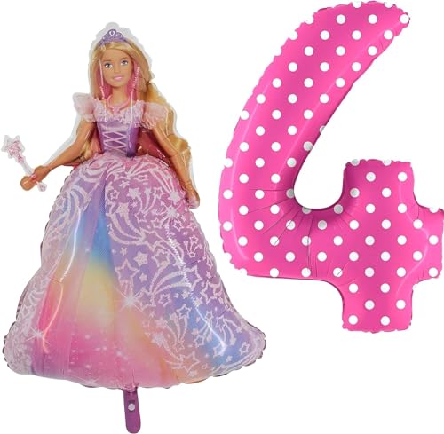 Toyland® Barbie-Folienballon-Set – 1 x 42-Zoll-Ballon in Charakterform und 1 x 40-Zoll-Zahlenballon – Partydekorationen für Kinder von Toyland