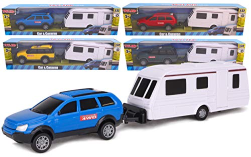 Toyland® Car & Caravan Set aus Metalldruckguss zum Mitnehmen - Maßstab 1:32 (Zufällig) von Toyland