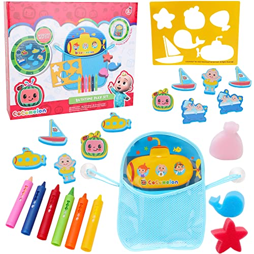 Toyland® Cocomelon Bathtime Playset mit Memory Match Game & Crayon & Stencil Set – Badespielzeug – Geeignet ab 3 Jahren von Toyland