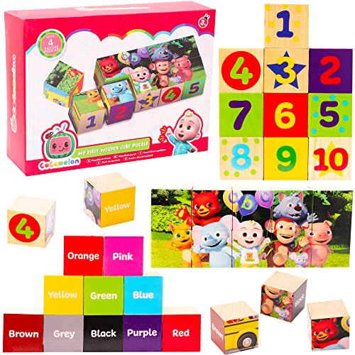 Toyland® Cocomelon Holzwürfelblöcke mit 4 Bilderrätseln - Lernspielzeug für Kleinkinder - Bausteine von Toyland
