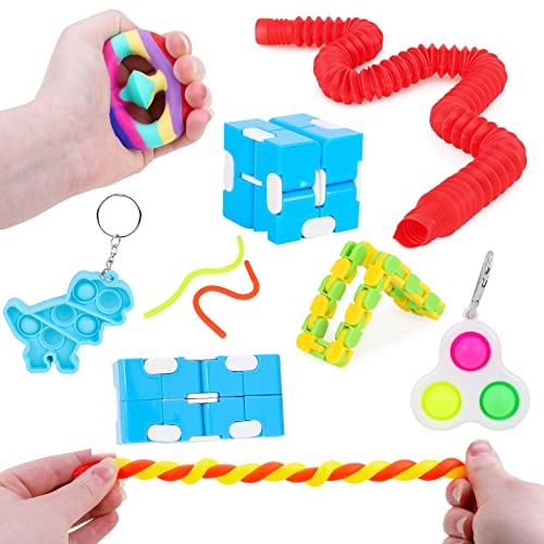 Toyland® Das Essential Fidget Toys Bundle – 8 lustige, fantastische Fidget Toys inklusive Bubble Pop-Schlüsselanhänger von Toyland