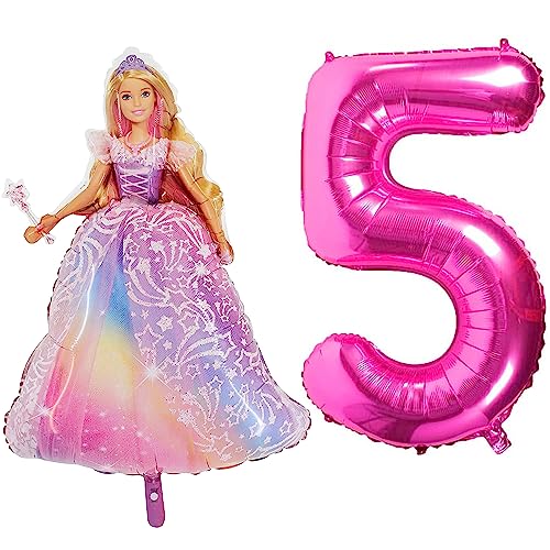 Toyland® Barbie-Folienballon-Set – 1 x 42-Zoll-Ballon in Charakterform und 1 x 40-Zoll-Zahlenballon – Partydekorationen für Kinder von Toyland