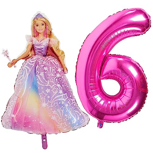 Toyland® Barbie-Folienballon-Set – 1 x 42-Zoll-Ballon in Charakterform und 1 x 40-Zoll-Zahlenballon – Partydekorationen für Kinder von Toyland