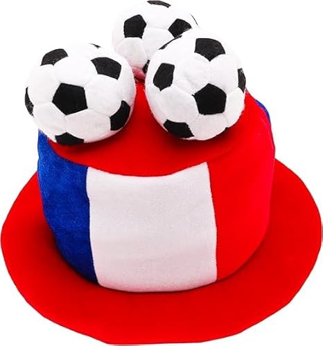 Toyland® Neuheits-Fußballfan-Zylinder mit Frankreich-Flagge und 3D-Fußbällen – Perfekt für Europameisterschaften/Weltmeisterschafts-/Fußballpartys und Französische Feiern – 8 Länder Verfügbar von Toyland