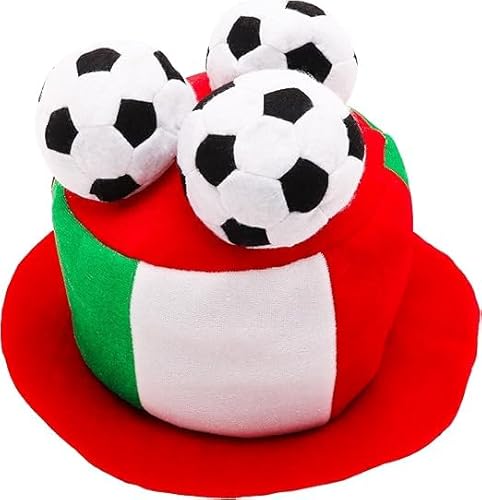 Toyland® Neuheits-Fußballfan-Zylinder mit Italienischer Flagge und 3D-Fußbällen – Perfekt für Europameisterschaften/Weltmeisterschafts/Fußballpartys und Italienische Feiern – 8 Länder Verfügbar von Toyland