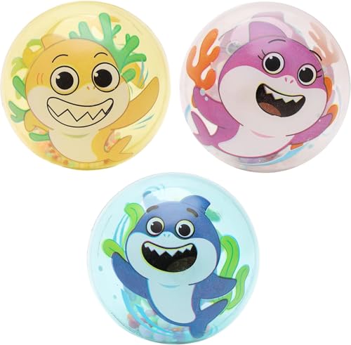 Toyland® Packung mit 3 Baby Shark 8 cm Leucht- und Schüttelbällen – Baby Shark Babyspielzeug – sensorisches Spielzeug für Kleinkinder – Geeignet ab der Geburt von Toyland