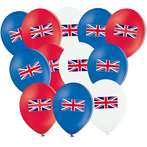 Toyland® Packung mit 30 – 30,5 cm Union Jack Logo Luftballons – Rot, Blau und Weiß – Queens Platinum Jubilee Dekorationen von Toyland