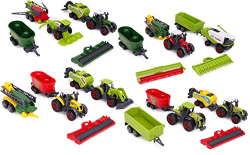 Toyland® Packung mit 6 Druckguss-Traktoren und Geräten aus Metalldruckguss - Ca. 5cm - 4 Sortiert - Sammle sie alle von Toyland
