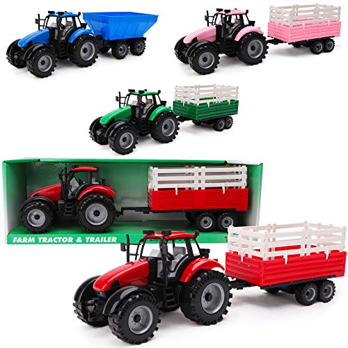Toyland® Reibungsbetriebener Traktor mit Anhänger - rot - Boys Farm Toys von Toyland