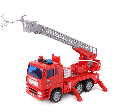 Toyland® Rotes Feuerwehrauto 25 cm mit ausziehbarer Leiter - Mit Lichtern und Geräuschen und echtem Sprinkler von Toyland