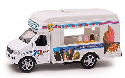 Toyland® Rückziehbarer Retro-Eiswagen mit aufklappbaren Türen, Sammlerstücke – Spielzeugfahrzeuge für Kinder von Toyland