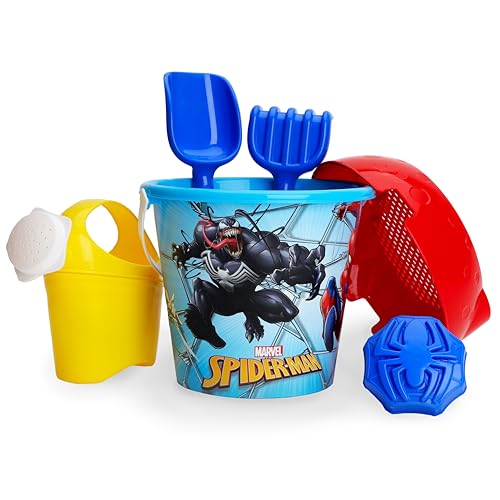 Toyland® Spiderman 6-Teiliges Eimer- und Schaufelset mit Gießkanne – Sand- und Wasserspiele – Strandspielzeug - Alter 2 Jahre + von Toyland