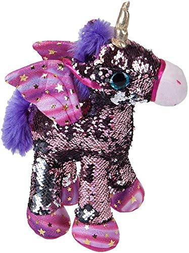 Toyland® Stofftier, 24 cm, rosa und lila, mit Pailletten und umkehrbaren Pailletten und Galaxy-Flügeln von Toyland