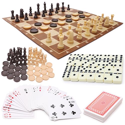 Toyland® Ultimate Family Favorites Brettspielpaket – Dominosteine, Karten, Schach, Dame & Nullen & Kreuze – Geeignet ab 3 Jahren von Toyland