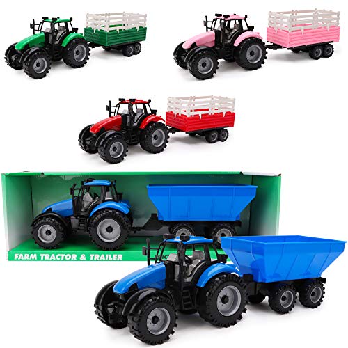 Toyland® Reibungsbetriebener Traktor mit Anhänger - Blau - Boys Farm Toys von Toyland