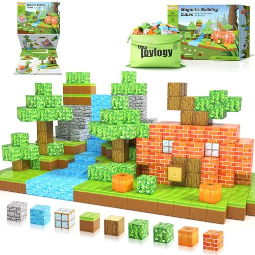 Toylogy Magnetische Bausteine - Build Mine Magnete Welt Pumpkin Edition, Magnet magnetbausteine für Jungen und Mädchen Spielzeug ab 3 Jahre, STEM Montessori Spielzeug für Kinder 3 4 5 6 von Toylogy