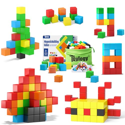 Toylogy Magnetische Bausteine für Kleinkinderspielzeug, Rein Magnetischer Welt Edition Spielzeuge für Sensorisch STEM Ausbildung Vorschule Magnetspielzeug für 3 4 5 6 Jährige Jungen und Mädchen von Toylogy
