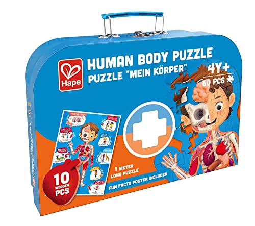 Hape Puzzle Mein Körper mit praktischem Koffer und Körperteilen zum Auflegen aus Holz, ab 3 Jahre von Hape