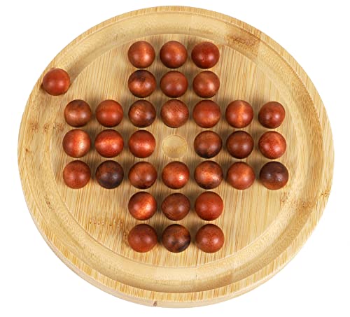 TOWO Holz-Solitaire-Spiel – Peg Solitaire Puzzle-Spielzeug – Klassisches Brettspiel, Marmor-Schach, Gedankenspiel, 21 cm, rundes Brett mit Holzkugeln, EIN-Spieler-Gameplay, Denksport-Puzzle TOWO Holz-Solitaire-Spiel – Peg Solitaire Puzzle-Spielzeug – Klassisches Brettspiel, Marmor-Schach, Gedankenspiel, 21 cm, rundes Brett mit Holzkugeln, EIN-Spieler-Gameplay, Denksport-Puzzle von Toys of Wood Oxford