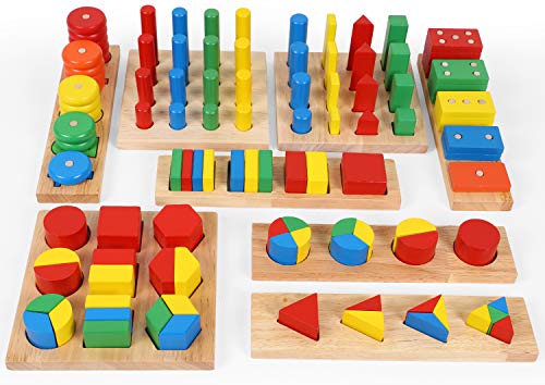 TOWO Holz Sortierspiel mit Geometrische Formen zum Stapeln, Sortieren und Kategorisieren-holz formen Puzzle -geometrische figuren spiel-Pädagogisches Holzspielzeug Montessori Spielzeug für 3 Jahre alt von Toys of Wood Oxford