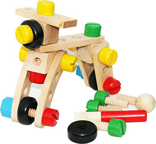 TOWO Holzmuttern und Schrauben Spielzeugset - Bauklötze Bausatz 31-teilig Reisespielzeug - Modellbau-Werkzeugsätze für Kinder - Holzspielzeug Bauwerkzeuge ab 4 Jahren TOWO Holzmuttern und Schrauben Spielzeugset - Bauklötze Bausatz 31-teilig Reisespielzeug - Modellbau-Werkzeugsätze für Kinder - Holzspielzeug Bauwerkzeuge ab 4 Jahren von Toys of Wood Oxford