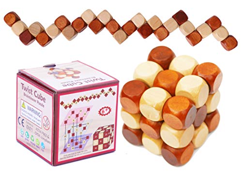 Holz Twist Cube IQ Puzzle - Holz-Rätsel - Rätsel Puzzle für Kinder Teenager Erwachsene Erwachsene Geschenk für Männer von Toys of Wood Oxford