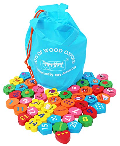 TOWO Alphabet Zahlenblöcke aus Holz - Buchstaben ABC Fädelperlen Spielzeug 46 Teile - Schnürpuzzle - Lernspielzeug für 3 Jahre Feinmotorik STEM Montessori Lernen TOWO Alphabet Zahlenblöcke aus Holz - Buchstaben ABC Fädelperlen Spielzeug 46 Teile - Schnürpuzzle - Lernspielzeug für 3 Jahre Feinmotorik STEM Montessori Lernen von Toys of Wood Oxford