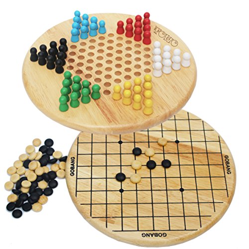 Toys of Wood Oxford Strategiespiele Halma und chinesisches Spiel GO Gobang (Fünf in Einer Reihe) - 2-in-1 Brettspiel für die ganze Familie von Toys of Wood Oxford