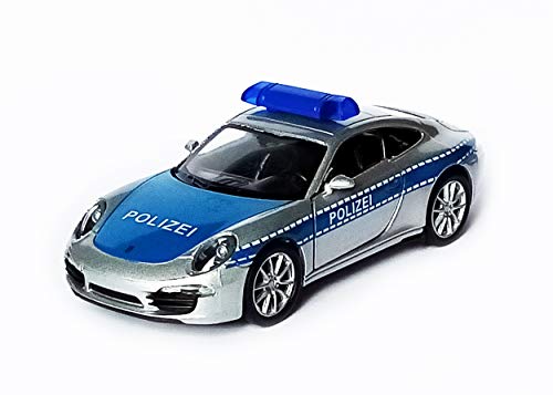 Porsche 911 (991) Carrera S Polizei Modell Metall Welly Modellauto Spielzeugauto 47 von Toys