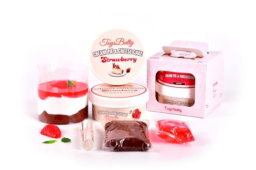 FINOCLAY DIY Cake Slime Kit for Kids, 2 Scented CheeseCake Butter & Clear Slime with Fruit Charms Accessories in Gift Box, Premade Cake Making Kit for Girls & Boys,Ideal Birthday Party Present von ToysButty