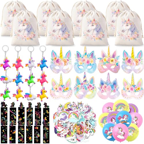 Einhorn Party Mitgebsel Kindergeburtstag Gastgeschenk Mädchen Einhorn Maske Kordelzugbeutel Luftballon Schlüsselanhänger Kratzbilder Aufkleber Deko Geburtstag Einhorn Give Aways Kindergeburtstag von Toyssa