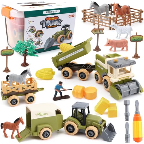 Bauernhof Traktor Spielzeug mit Anhänger Fahrzeuge Pferde Spielzeug Horse Tiere Figuren Zäune Schraubenzieher Farm Lernspielzeug Geburtstag Geschenke für Mädchen Jungen Kinder 3 4 5 6 7 8+ Jahre Bauernhof Traktor Spielzeug mit Anhänger Fahrzeuge Pferde Spielzeug Horse Tiere Figuren Zäune Schraubenzieher Farm Lernspielzeug Geburtstag Geschenke für Mädchen Jungen Kinder 3 4 5 6 7 8+ Jahre von Toyssa