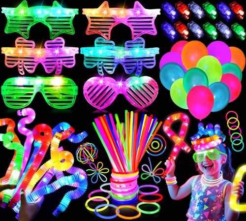 Toyssa 104 Stück Knicklichter Party Mitgebsel Kindergeburtstag Gastgeschenke mit LED Brille Leuchtstäbe Pop Tubes Neon Luftballons, Give Aways Mitbringsel Kindergeburtstag für Kinder Erwachsene Toyssa 104 Stück Knicklichter Party Mitgebsel Kindergeburtstag Gastgeschenke mit LED Brille Leuchtstäbe Pop Tubes Neon Luftballons, Give Aways Mitbringsel Kindergeburtstag für Kinder Erwachsene von Toyssa