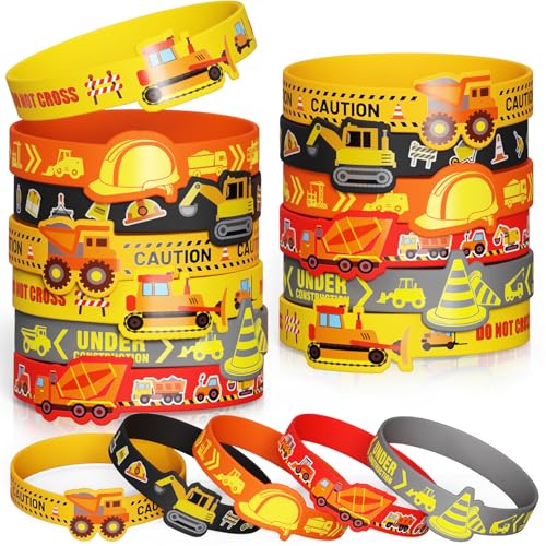 Toyssa 24 Stück Silikon Armbänder, Party Mitgebsel Kindergeburtstag Silikonarmband Kindergeburtstag Gastgeschenke Kleine Geschenke für Kinder Jungen Mädchen (Baustelle) von Toyssa