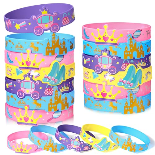 Toyssa 24 Stück Silikon Armbänder, Party Mitgebsel Kindergeburtstag Silikonarmband Kindergeburtstag Gastgeschenke Kleine Geschenke für Kinder Jungen Mädchen (Prinzessin) von Toyssa